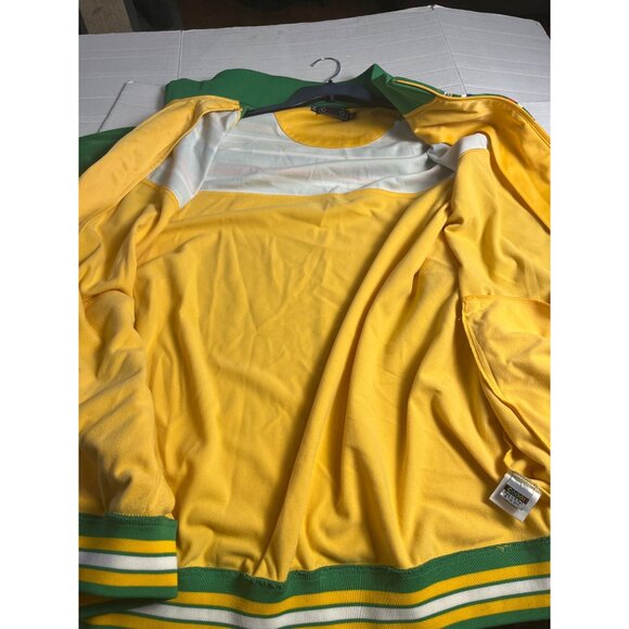 Vintage Coogi Mens 5XL Track Jacket Green & Yellow Striped Full-Zip retro - Picture 10 of 16